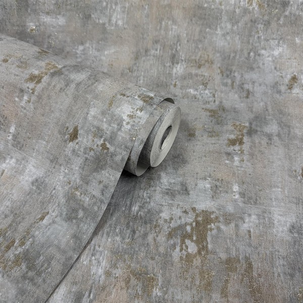 WOW171 Soho Beton Tapete Dunkelgrau Gold 10M Rolle Schwergewicht Urbaner Look-image