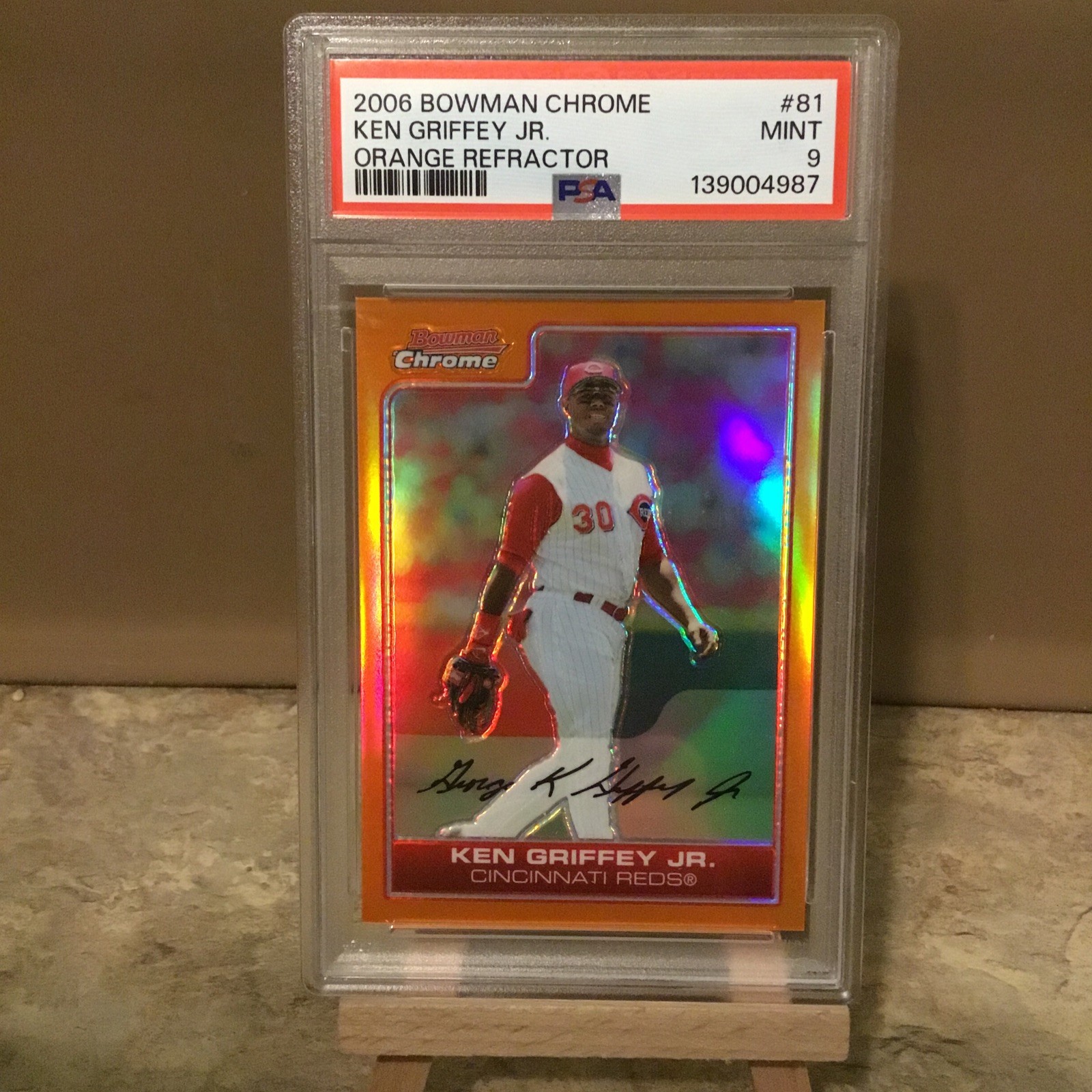 2006 Bowman Chrome Ken Griffey Jr. ORANGE REFRACTOR /25 PSA 9 (1st Orange Ref) view 1