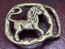 Vintage Brass Zodiac Leo Horoscope Astrology Belt Buckle