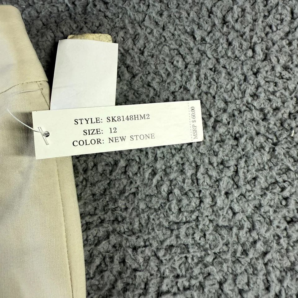 Nuevo con etiquetas Pantalones Cortos Larry Levine Beige Para Mujer Talla 12 Elastizados Frente Plano Tiro Alto Preppy Foto 4 de 4