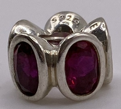 Original Pandora S925 ALE SS Synthetische Rubinrote Oval Lichter Charm 790311SRU