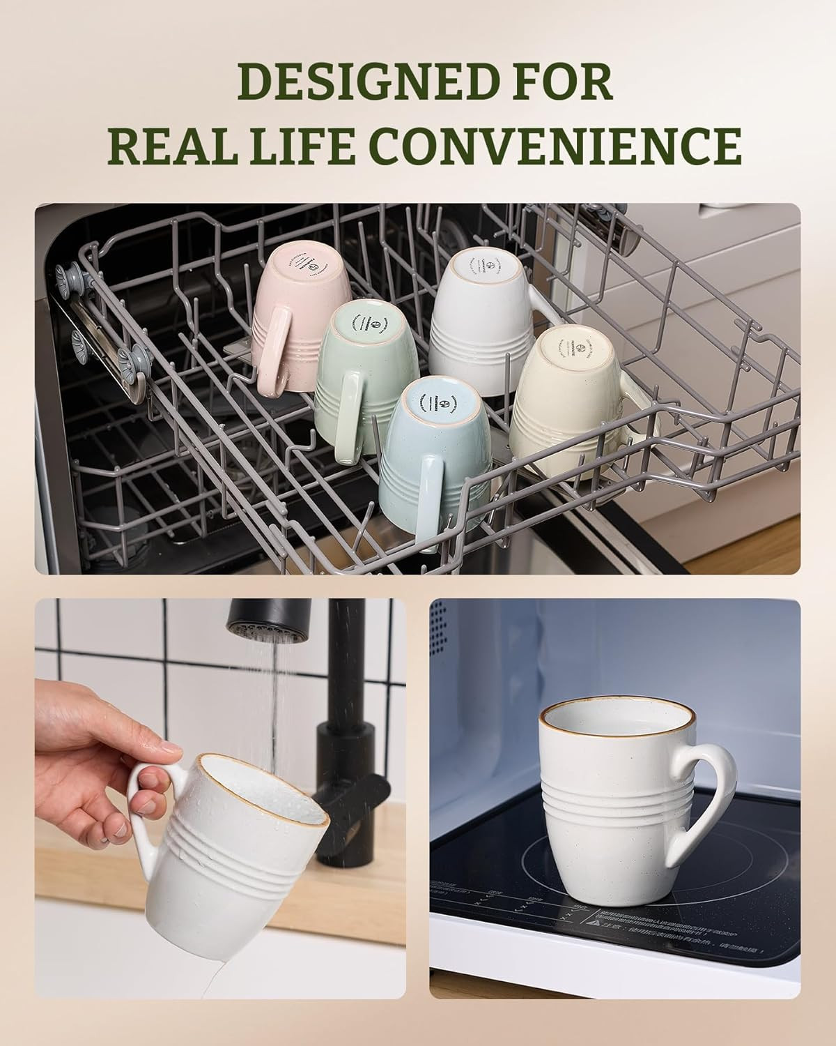 Famiware Jupiter Coffee Mugs Set of 4, 14 OZ Coffee Mug, Microwave and Dishwashe