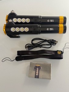 KC Auto Light with Emergency Tool Flashlight Set 1000 Lumen Rechargeable 2 Pack