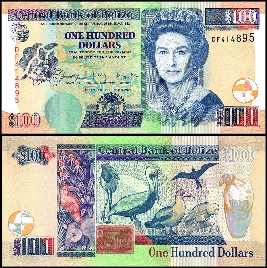 Belize 2 Dollars 2021, UNC, P-66, QUE II, New Sign, New Date