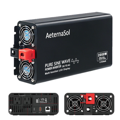 2000W Power Inverter Pure Sine Wave Inverter 12V 110V 120V Car Truck Boat Solar