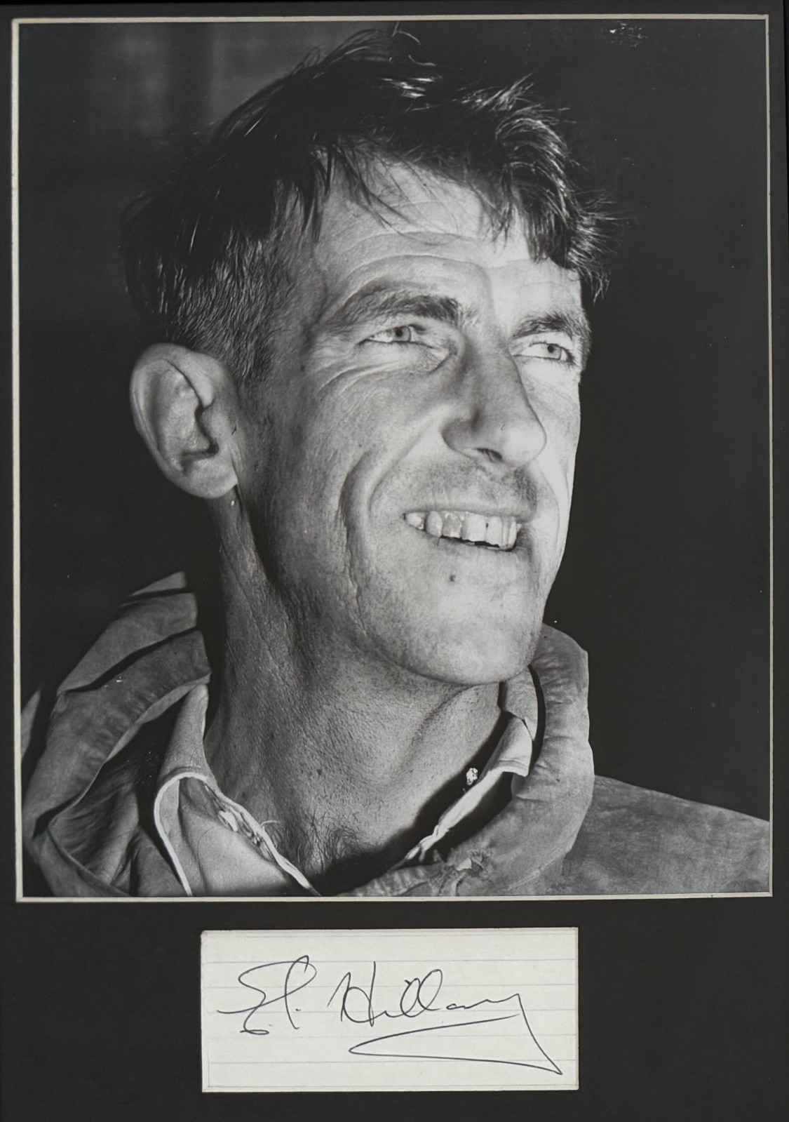 Sir Edmund Hillary Mount Everest Conquerer Hand Signed Card & Framed Photo & COA