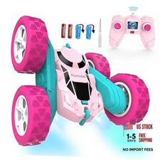 Remote Control Car for Girls, 360 Flipping Stunt Standard Headlights Pink