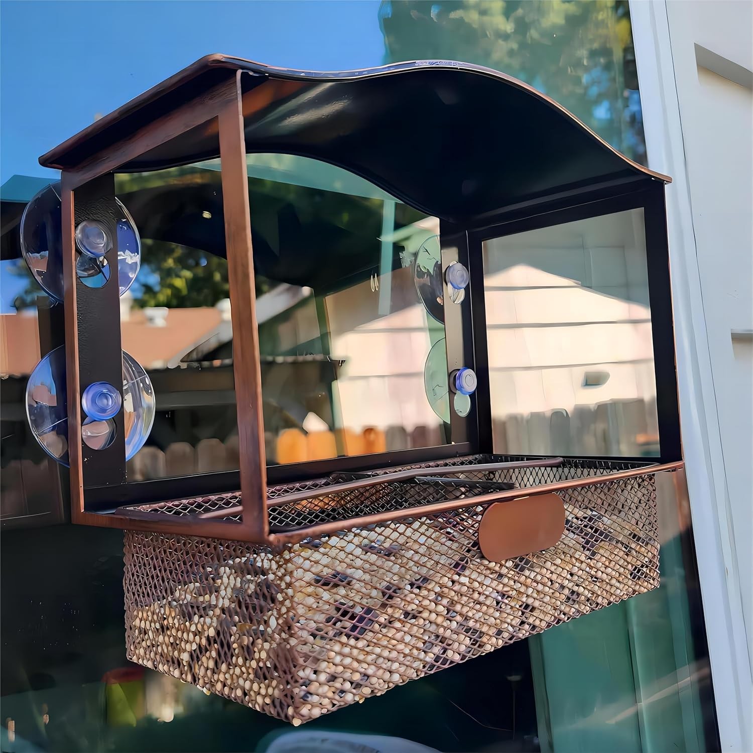 Lilyang Window Bird Feeder, Metal Feeder with Wide Vintage metal 