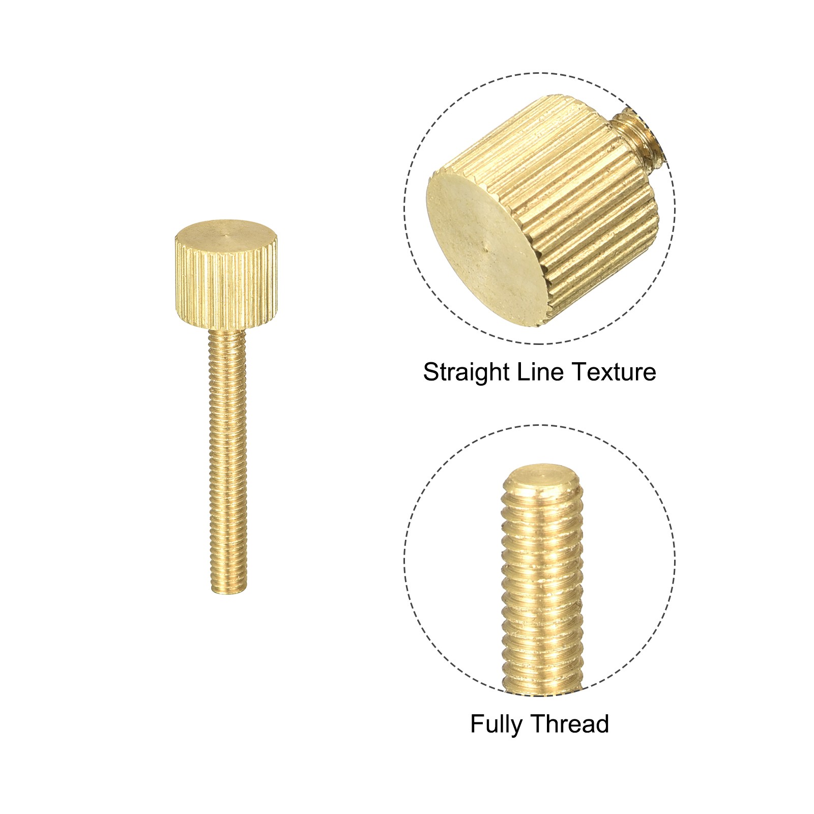 Knurled Thumb Screws, M4x30mm Flat Brass Bolts Grip Knobs Fasteners 5Pcs