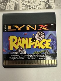 Atari Lynx Rampage Cartridge And Manual Tested Working