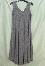 GAP Black & White V-neck Marled Ribbed Sleeveless Midi Dress Medium