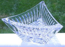 Mikasa Slovenia Triangle Bowl Crystal Glass VTG 1998 Y2K Twilight Lead Clear GUC