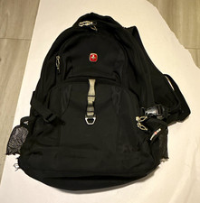 SwissGear Black Nylon Padded 15in Laptop Backpack w/ Organizer Pockets
