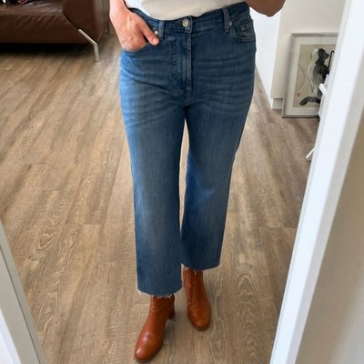 7 For All Mankind Modern Dojo Lux Jeans W28 Blau Cropped Schlagjeans Stretch