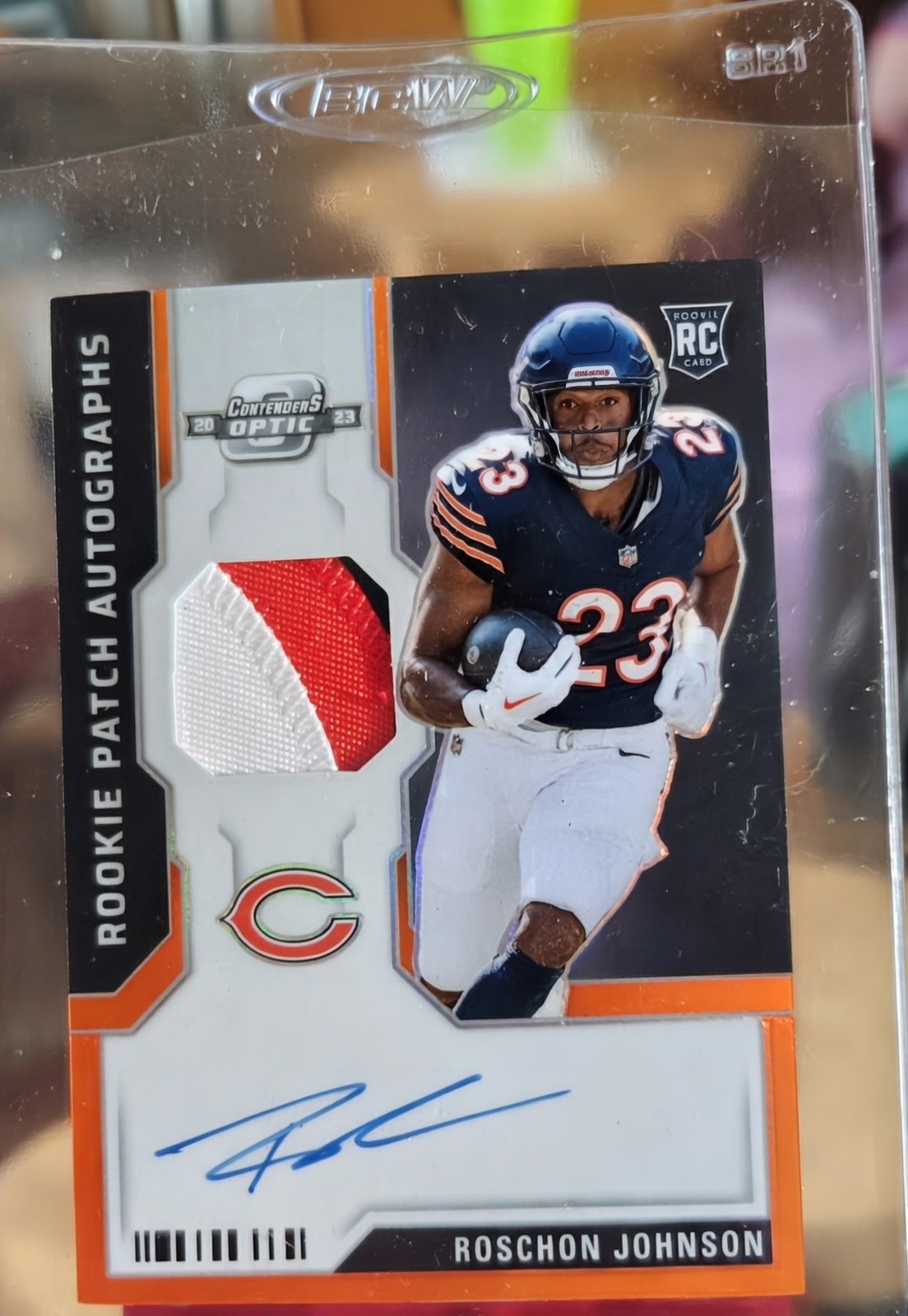 2023 Contenders Optic ROSCHON JOHNSON RPA Orange Patch Auto /25 BOOKEND 25/25