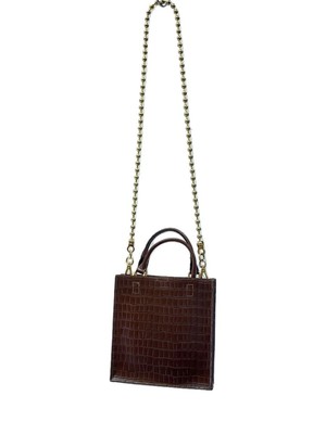 AMERI BALL CHAIN ​​BOX BAG Leather BRW Plain 01021530160 | eBay 