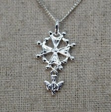 Collier Croix Huguenote Argent 925 Colombe Pendentif Protestant Unisexe