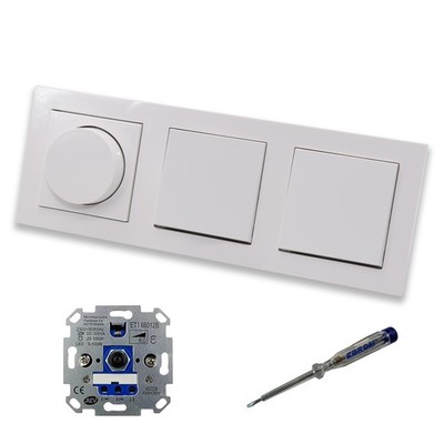REV Ritter LED Dimmer + Gira  065003 + 2x Lichtschalter 310600 in E2 reinweiß