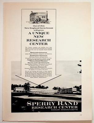 Sperry Rand Research Center Sudbury MA Recruitment Ad Ephemera