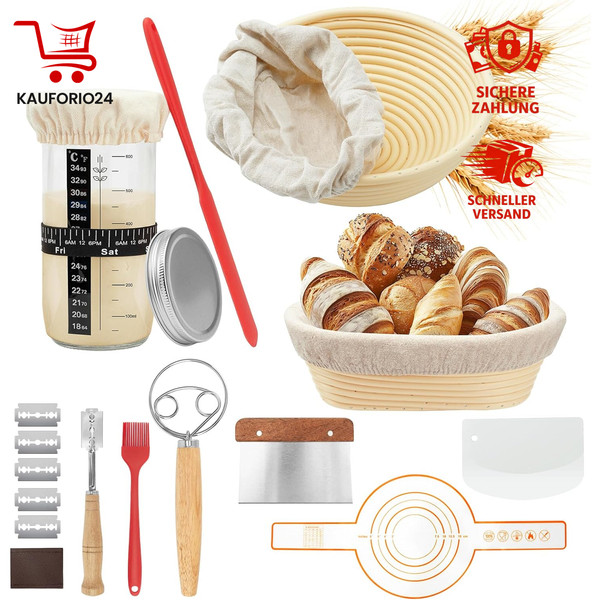 Sauerteig Starter Set Mit GäRköRbchen 25Cm 23Cm Brot Backen ZubehöR-image
