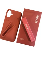 Rhode Peptide Lip-Tint Silicon Phone Case WITH Lip Gloss iPhone 16 Plus Brown