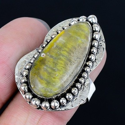 Resplendent Bumble Bee Jasper Gemstone 925 Sterling Silver Ring Size Adj