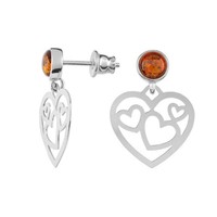 Cognac Baltischer Bernstein Silber-Ohrringe