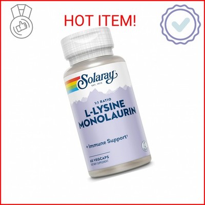 SOLARAY L-Lysine Monolaurin Immune Support Supplement, 1:1 Ratio for Immune Syst