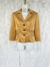 VTG 90s Kay Unger GOLD Damask Animal Print Blazer Jacket Evening Size 6 Formal