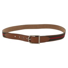 GUCCI Web Sherry Line Belt Leather 40.2"" Brown Red Green 368189 Auth sw1375