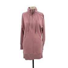 Athleta Cozy Karma 1/4 Zip Sweatshirt Dress Dogwood Mauve Pink Size XS