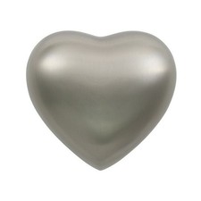 New, Solid Brass Classic Pewter Heart Keepsake Cremation Urn, 3 Cubic Inches