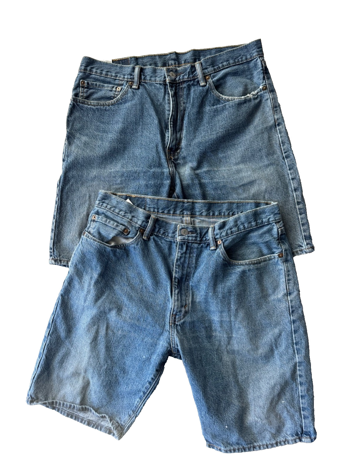 2 pairs Levi’s 505  denim Jean Shorts 36 Distressed Blue Mens