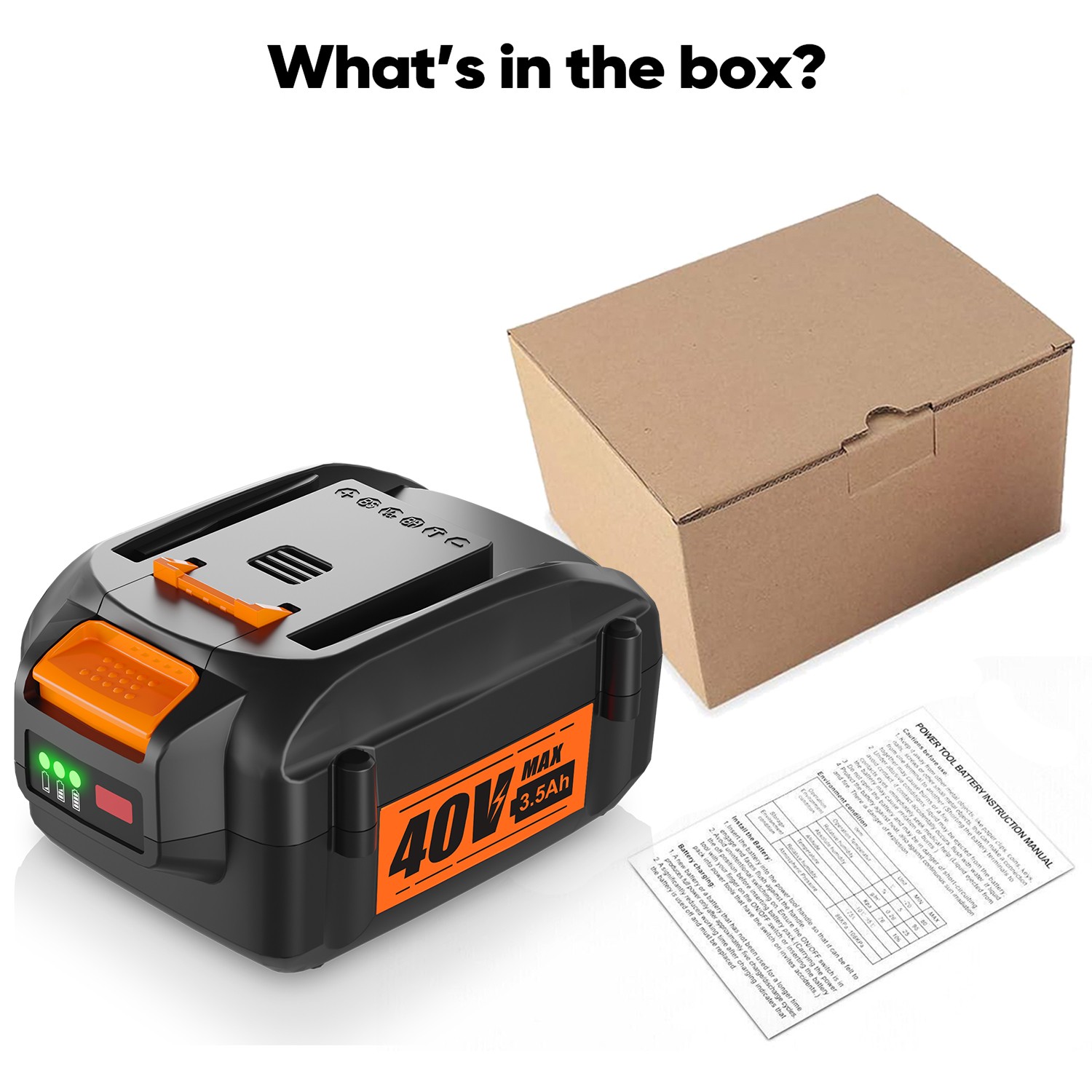 1~2X 40V WA3580 3.5Ah Max Lithium Battery For Worx WG180 WG280 WG380 WG580