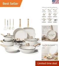 Ceramic Cookware Set Non Stick Pots Pans Induction Safe Large Capacity