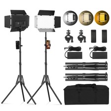 2Pack LED Video Light Kit with Barn Door, 12.6" Panel Bi-Color 280 LED Beads,...