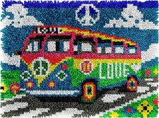 Love  Peace Bus Latch Hook Kits for Adults Kids Beginners Anti-war Latch Hoo...