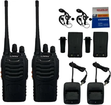 2 Pack Walkie Talkies Two-Way Radio Earpiece UHF Long Range Rechargeable VOX UHF