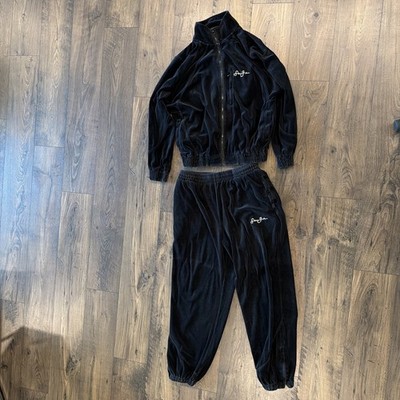 VNT  SEAN JOHN Original Black Velour Men's M Jacket, XL Pant  Track Suit Hip Hop