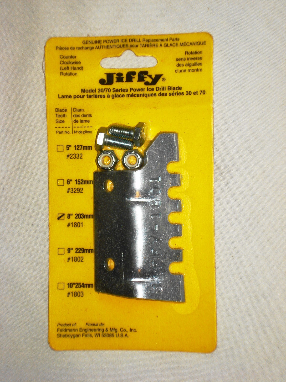 Jiffy Power Ice Drill 1801 Replacement Blades Model 30/70 Ice Auger 8