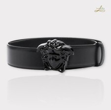 Versace Palazzo Medusa Leather Belt Black Size 95 Made in Italy