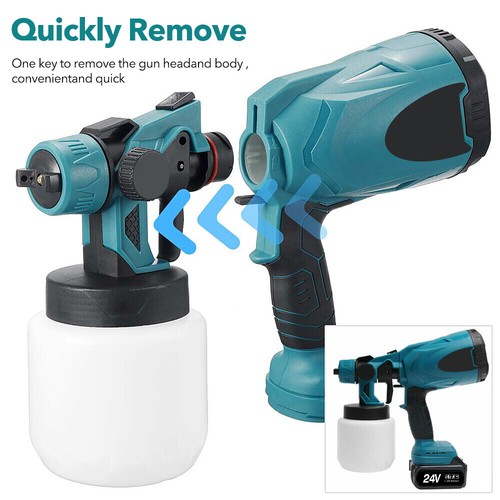 800ML Electric Spray Gun HVLP Cordless Paint Sprayer Auto Furniture Wall Coating - Picture 14 of 25