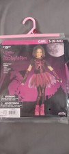 Girls Pink Glitter Skeleton Halloween Costume Girl's Small 6/6x 