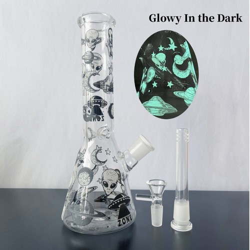 Bong fumo 10" Alien Hookah Glow in the Dark vetro tubo acqua bong - Foto 2 di 5