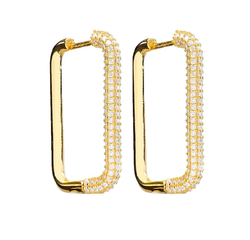 Yellow Gold Plated Hoop Luck Fashion Earrings