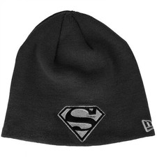 Superman Silver Logo New Era Knit Beanie Black