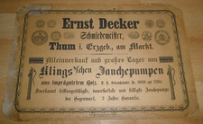 altes Pappschild Reklameschild Werbeschild Schmiedemeister Thum Erzgebirge 1895