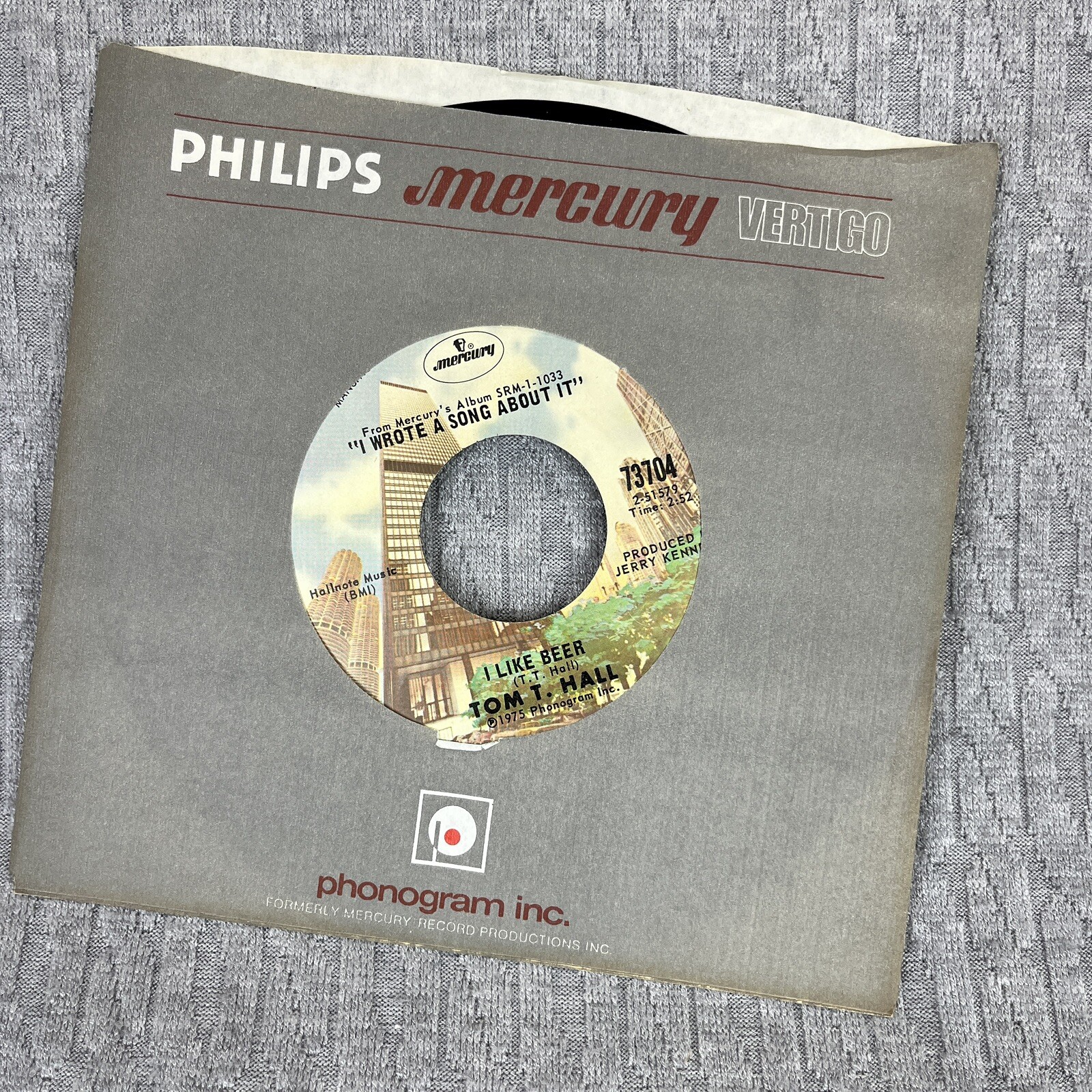 Vintage 45 RPM record Tom T. Hall Mercury records, country western blues rock