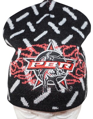 Vintage PBR Beanie Cap - Professional Bull Riders Black Sports Hat One Size 2005
