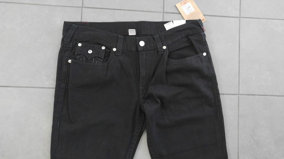 True Religion Straight with flaps all black jeans sz.38 $185 True Religion Straight with flaps all black jeans sz.38 $185